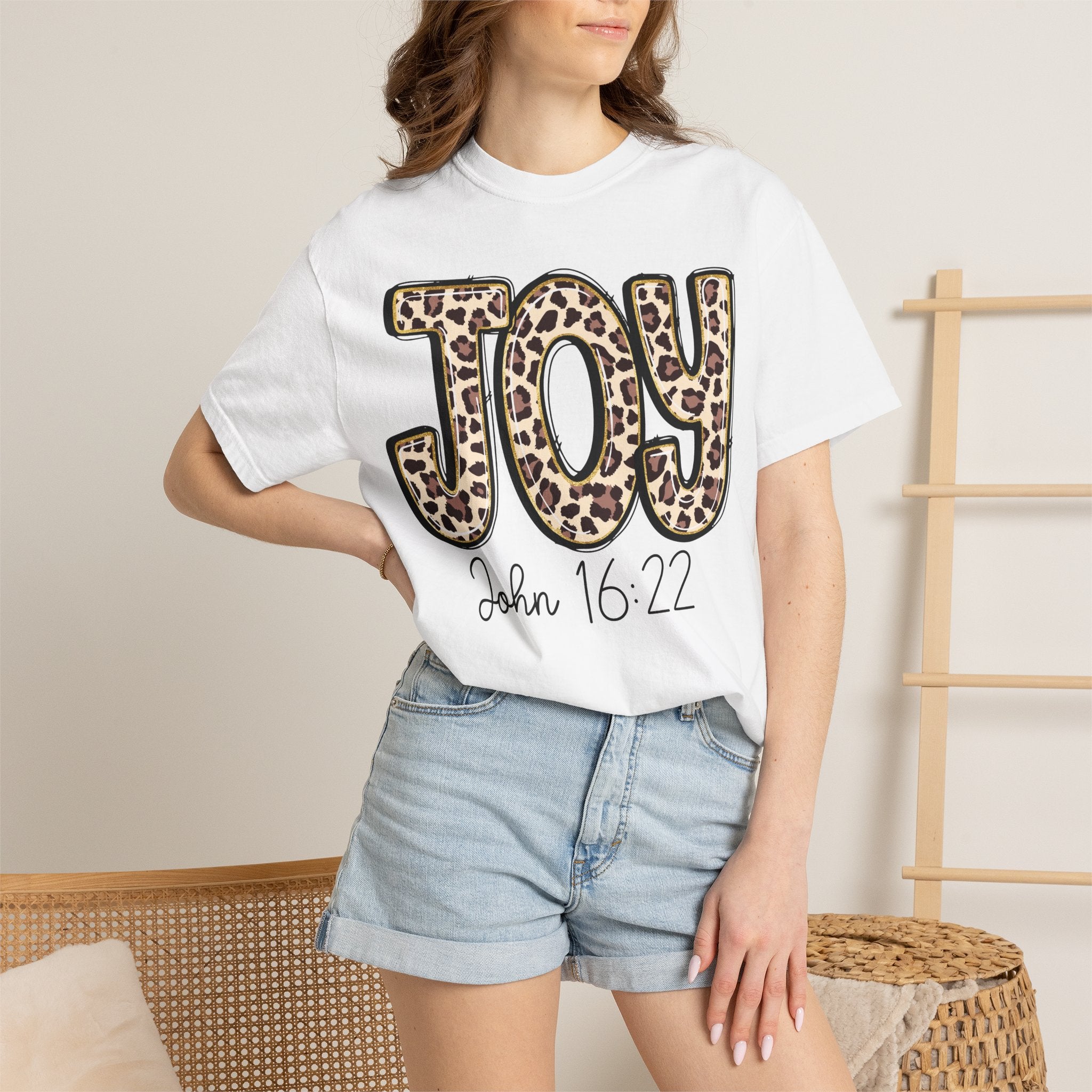Joy Leopard Print - John 16:22 Christian Tee