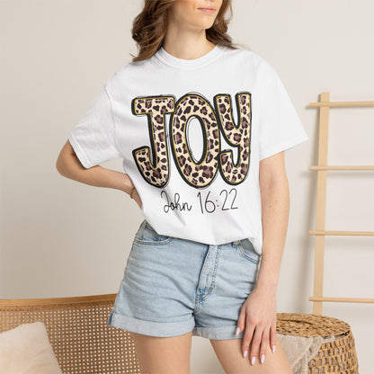 Joy Leopard Print - John 16:22 Christian Tee