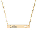 Engravable Paw Cutout Bar Necklace — Personalized Pet Name Jewelry