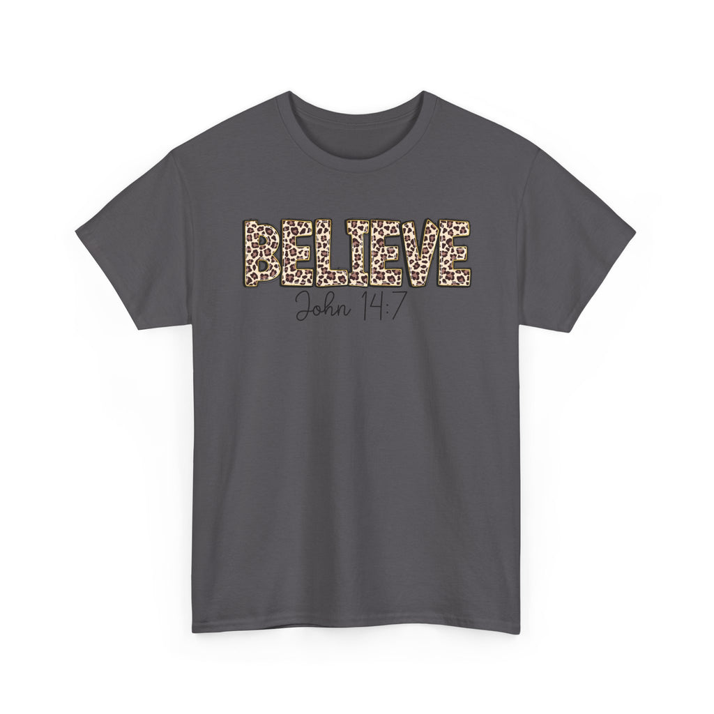 Believe John 14:7 Leopard Print Tee