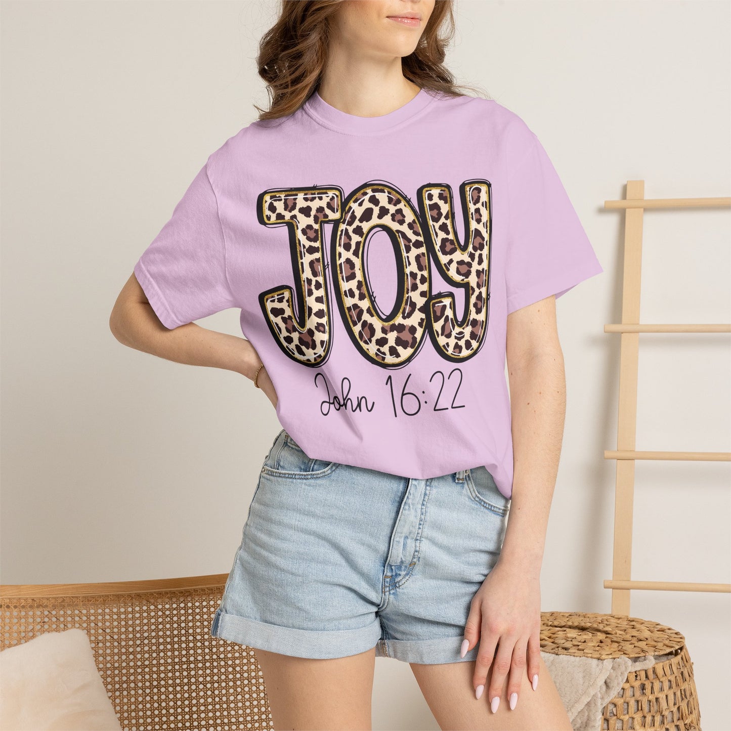 Joy Leopard Print - John 16:22 Christian Tee