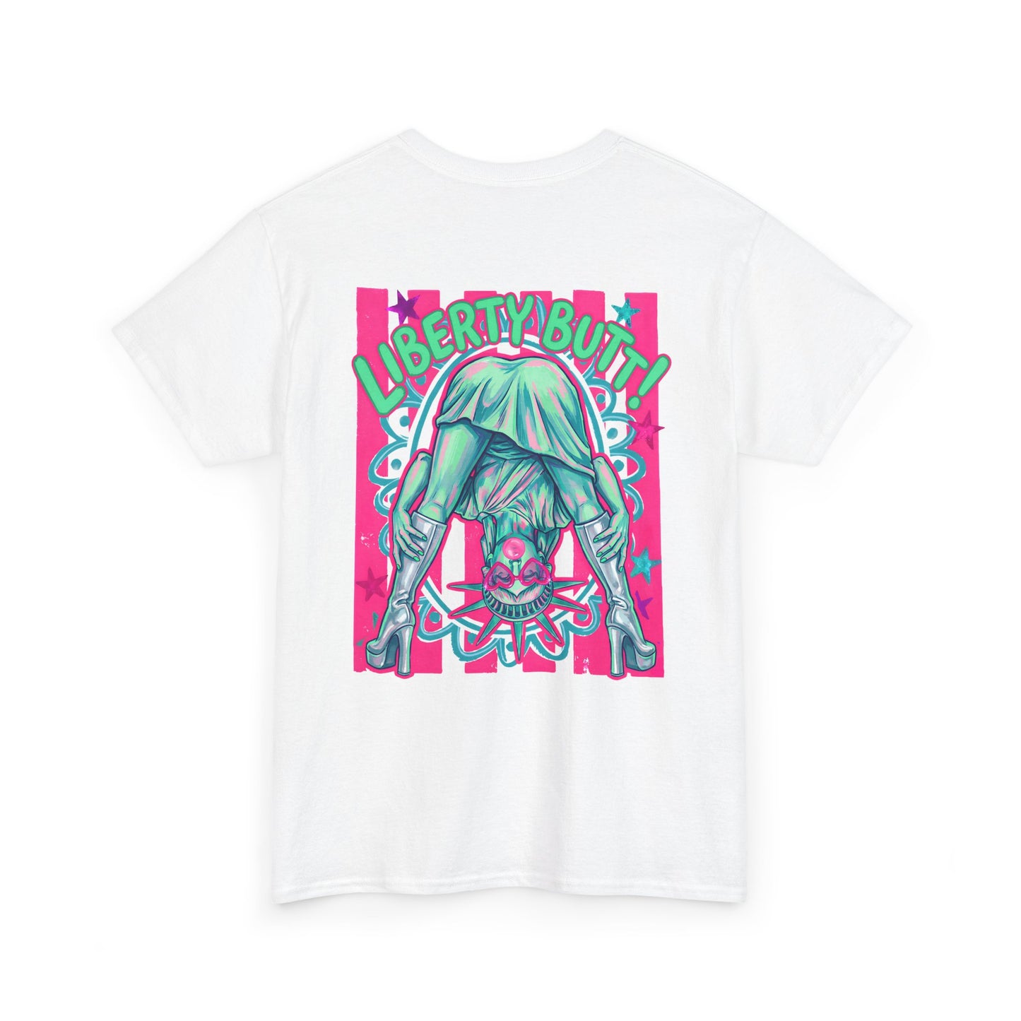 Neon Statue of Liberty 'Guess What? Liberty Butt' Retro Punk T-Shirt
