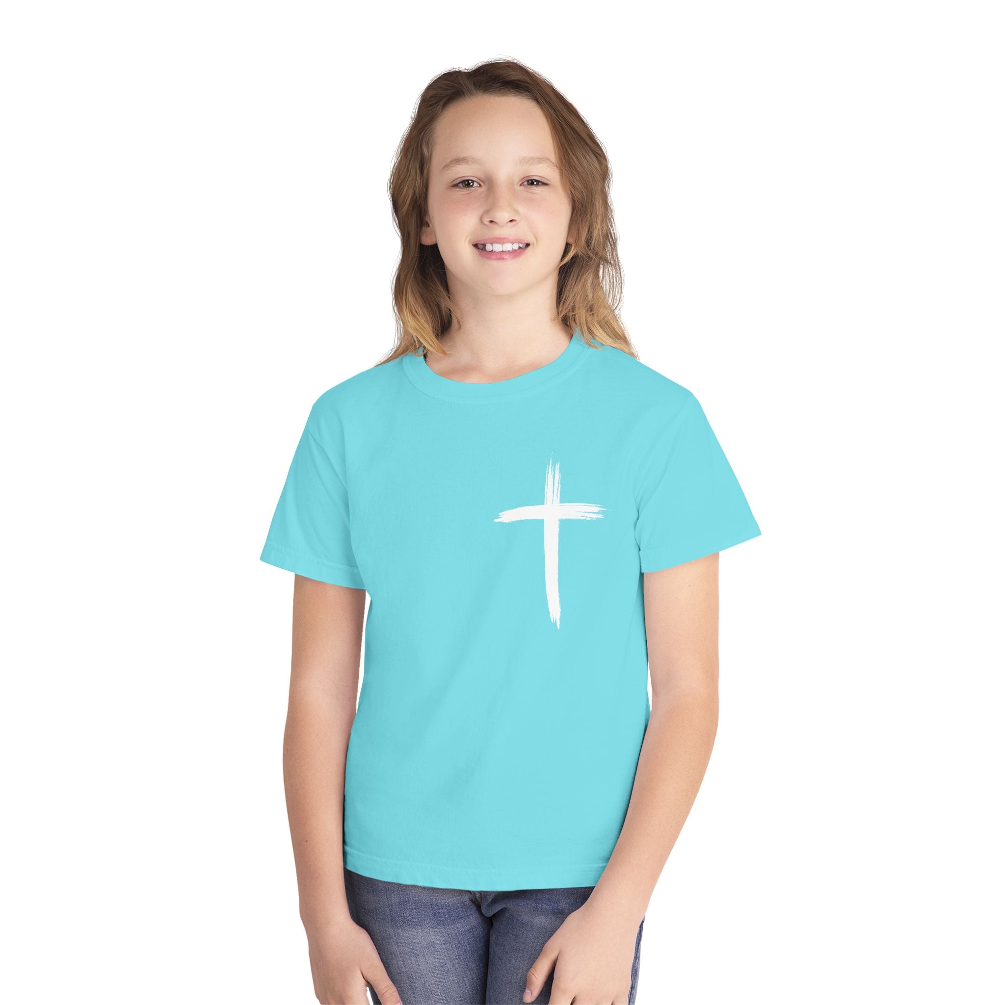 Simple White Brushstroke Cross Youth