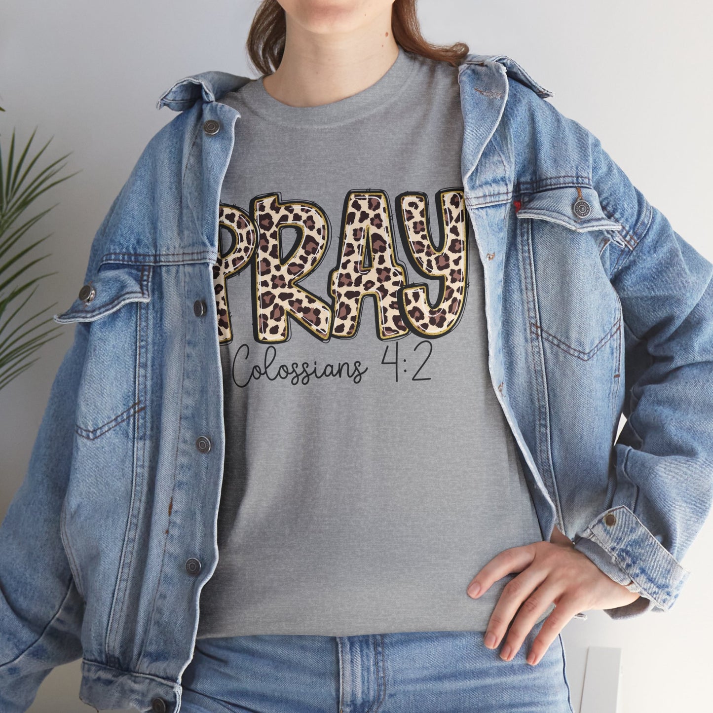 Pray Leopard Tee "Colossians 4:2"