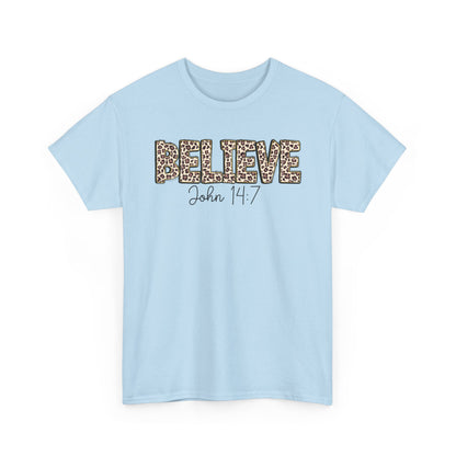 Believe John 14:7 Leopard Print Tee