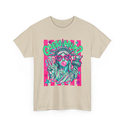 Neon Statue of Liberty 'Guess What? Liberty Butt' Retro Punk T-Shirt