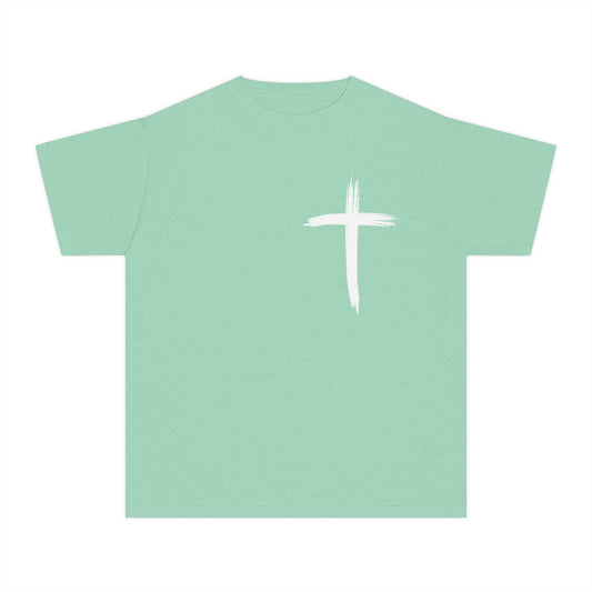 Simple White Brushstroke Cross Youth