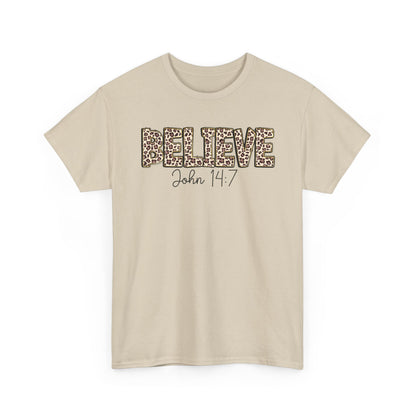 Believe John 14:7 Leopard Print Tee