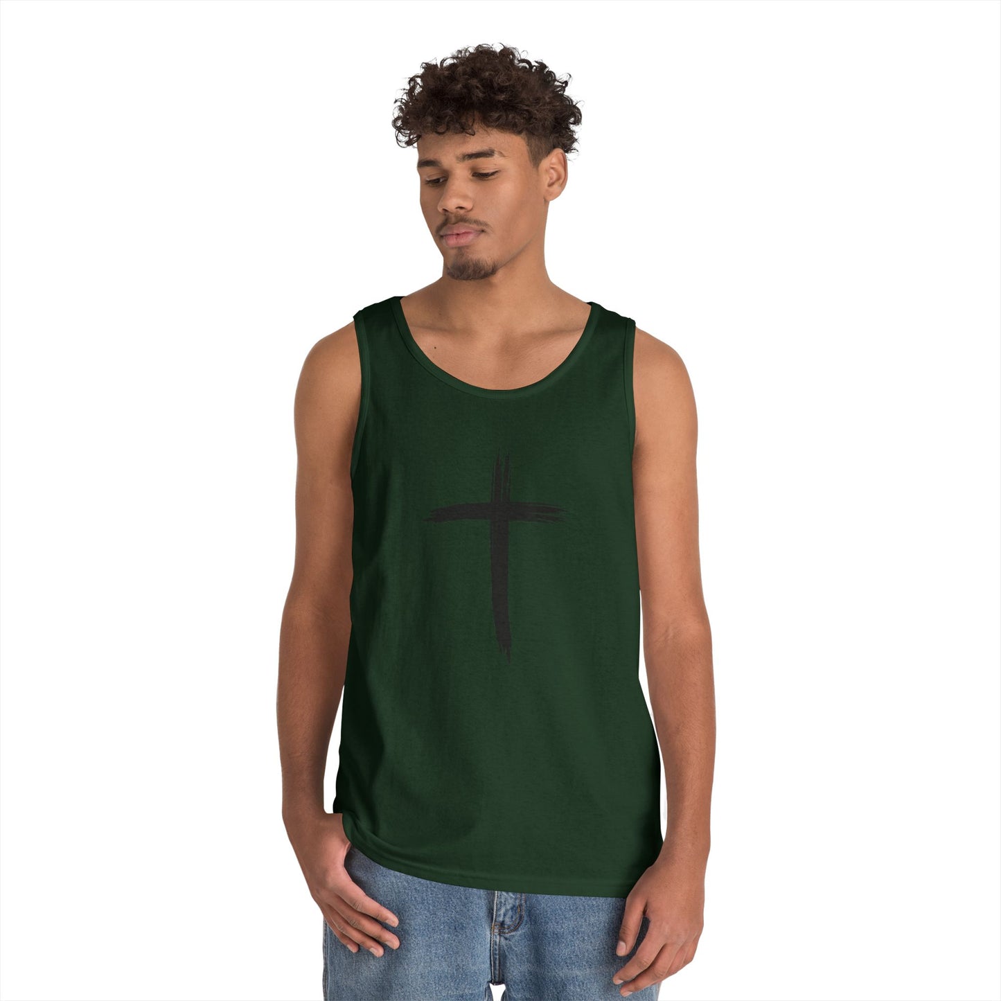 Faith Cross Tank Top with “There Was Jesus” Back Text