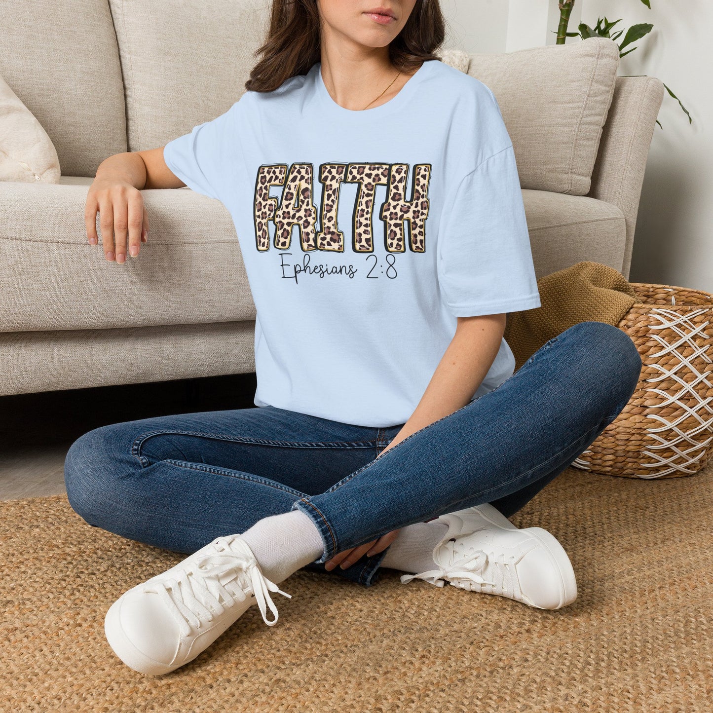 Faith Leopard Scripture "Ephesians 2:8" Christian shirt