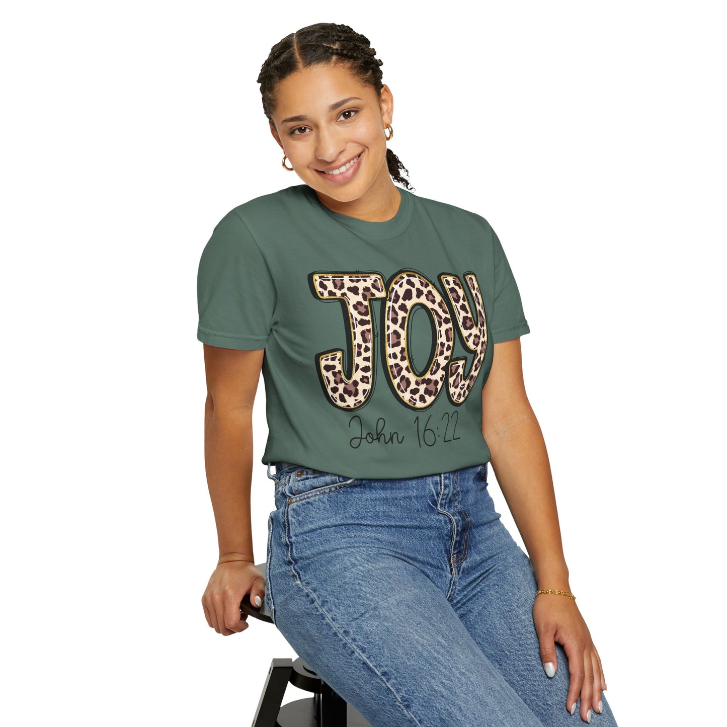 Joy Leopard Print - John 16:22 Christian Tee