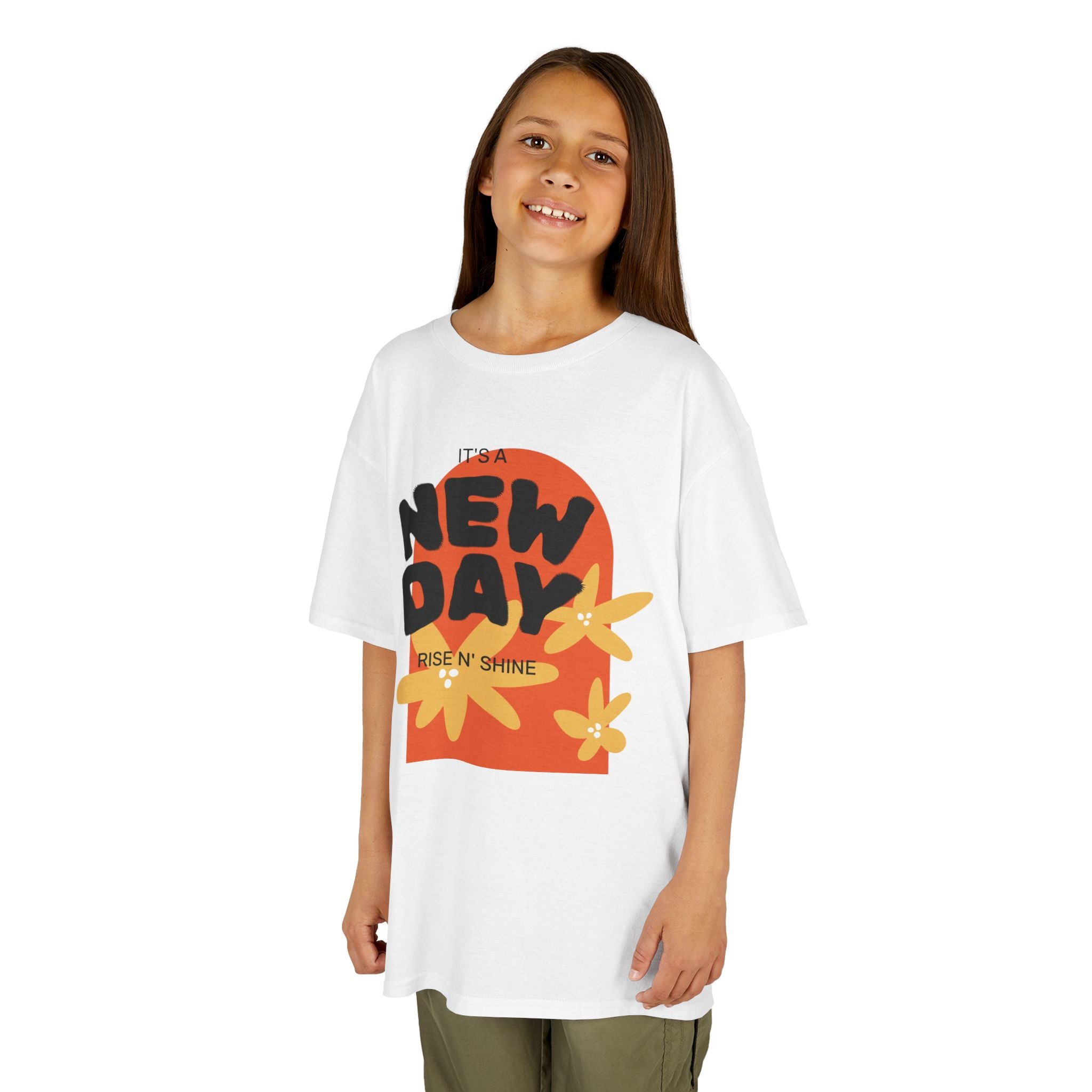 Kids Tee — "New Day" Sunshine Floral Graphic