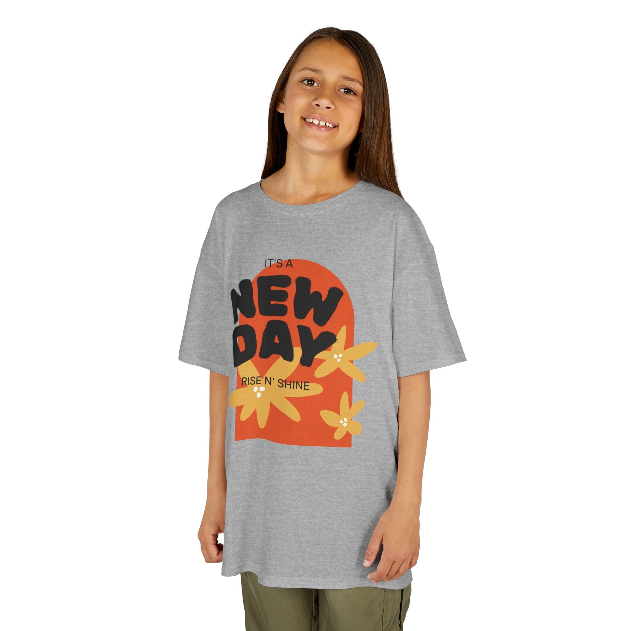 Kids Tee — "New Day" Sunshine Floral Graphic