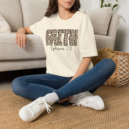 Faith Leopard Scripture "Ephesians 2:8" Christian shirt