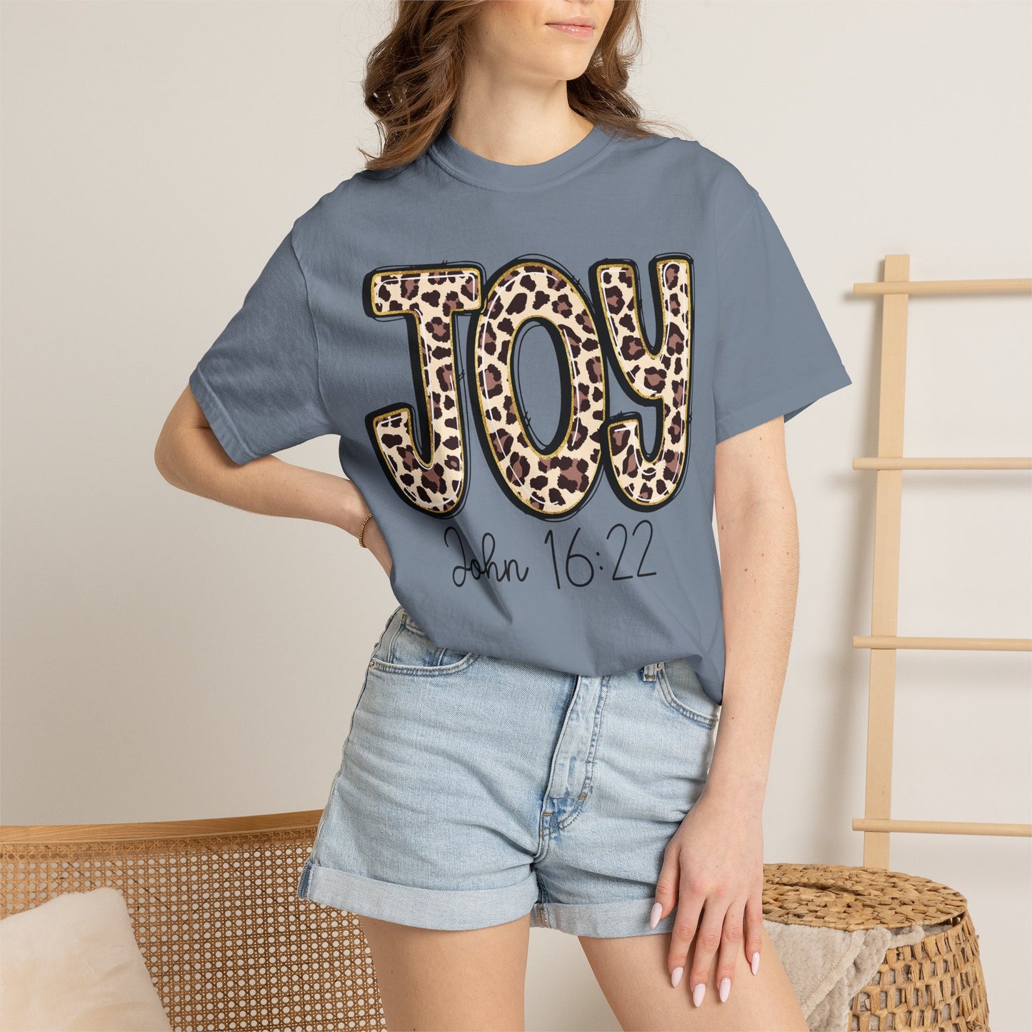 Joy Leopard Print - John 16:22 Christian Tee
