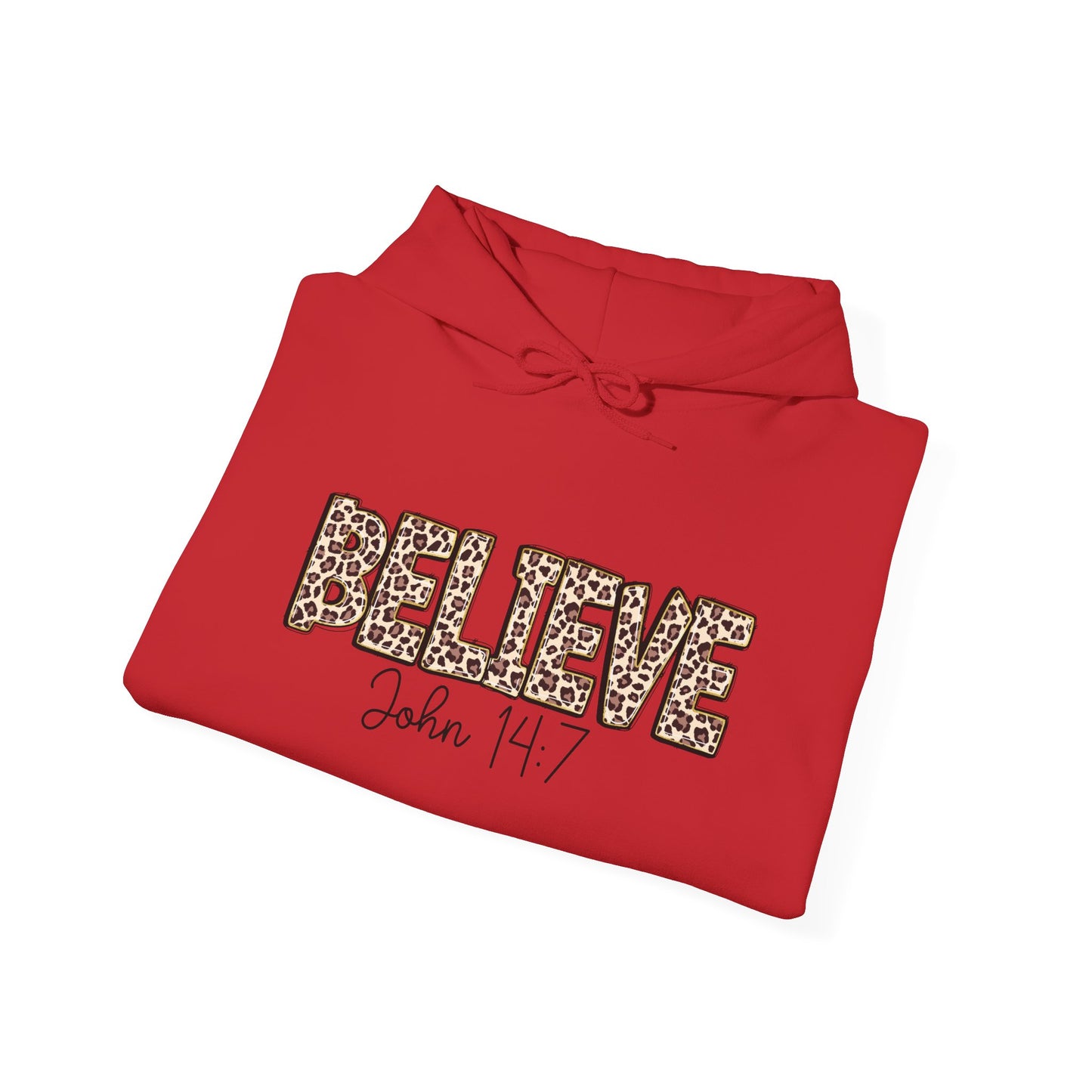 Believe Leopard Print Hoodie — John 14:7 Christian Faith Pullover