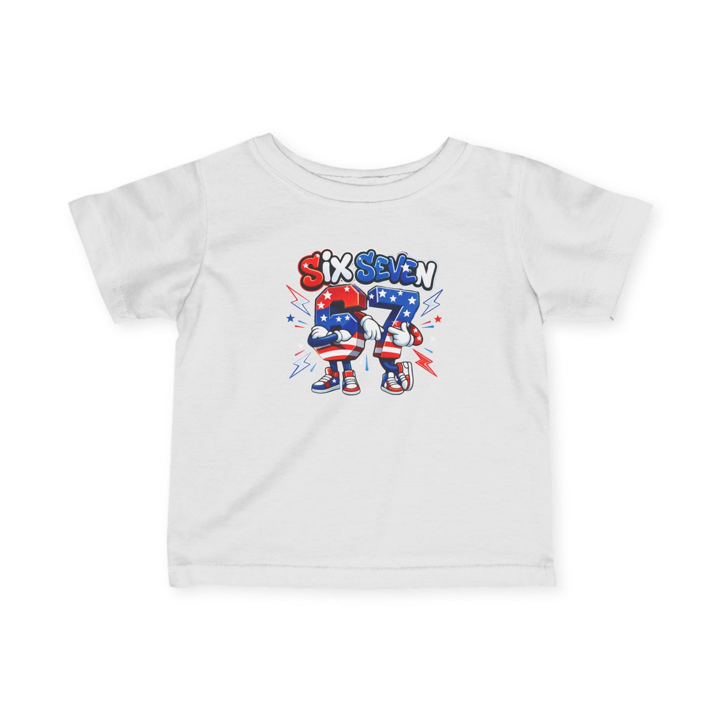 Infant T-Shirt — 'Six Seven' Patriotic Stars & Stripes Number Graphic