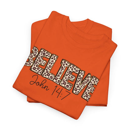 Believe John 14:7 Leopard Print Tee