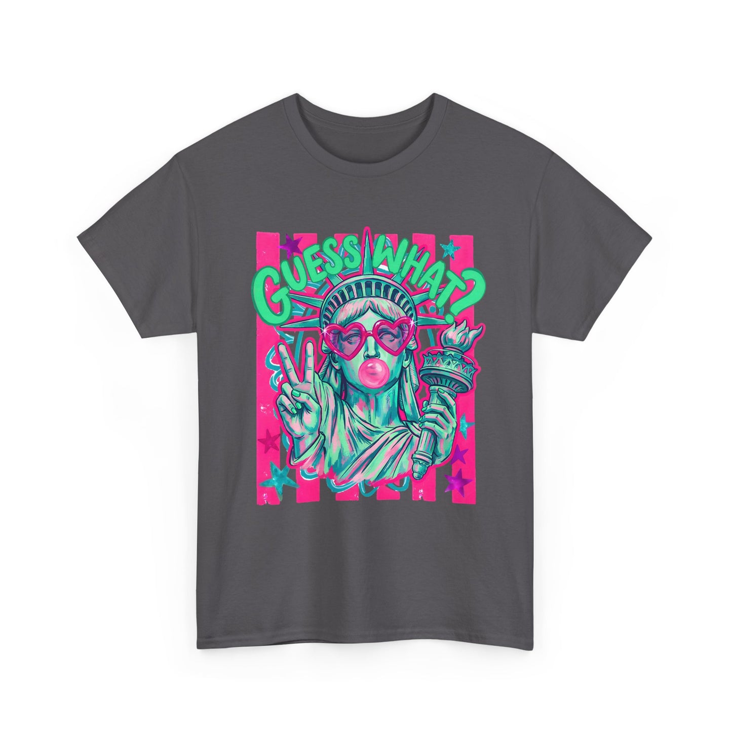 Neon Statue of Liberty 'Guess What? Liberty Butt' Retro Punk T-Shirt