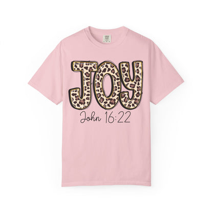 Joy Leopard Print - John 16:22 Christian Tee