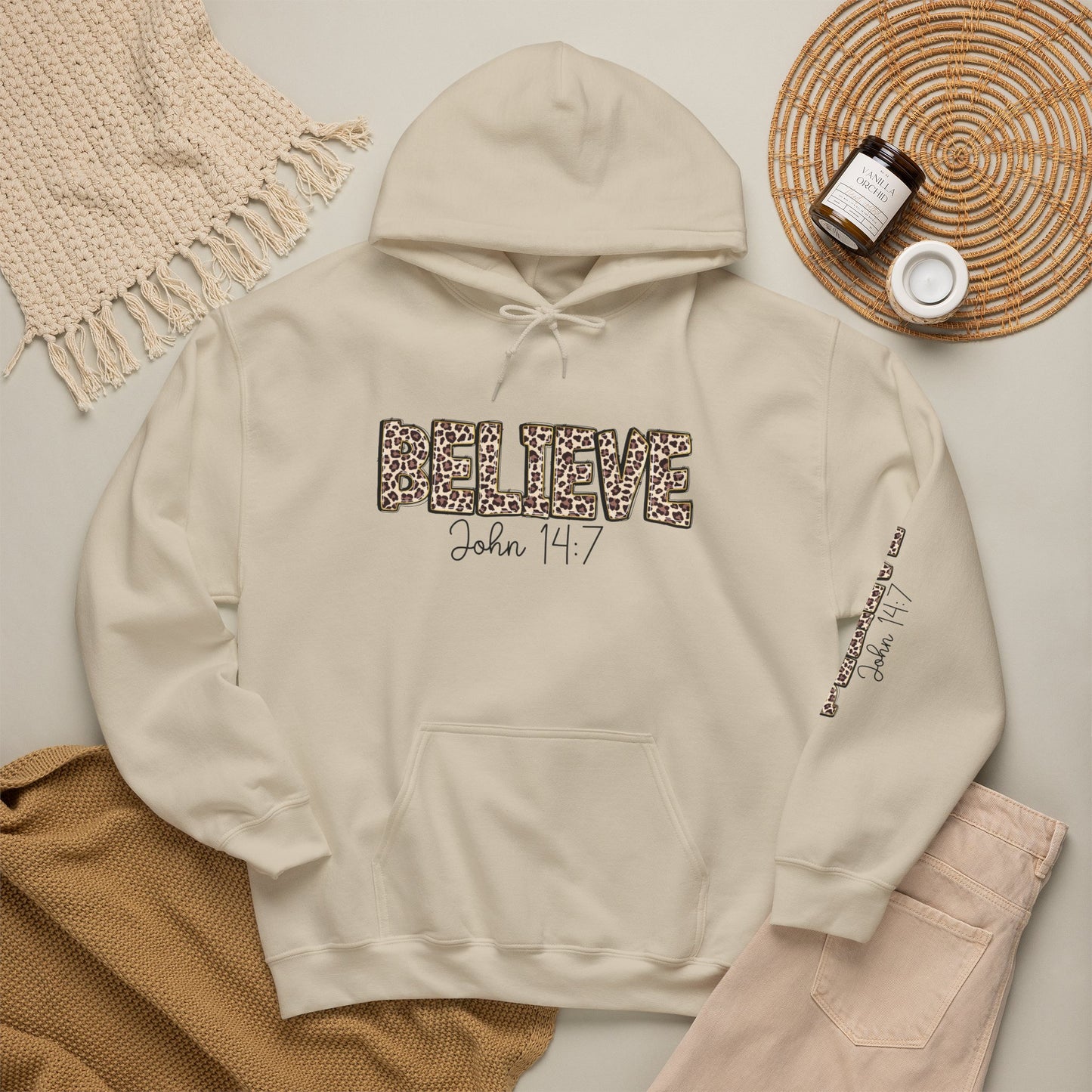 Believe Leopard Print Hoodie — John 14:7 Christian Faith Pullover