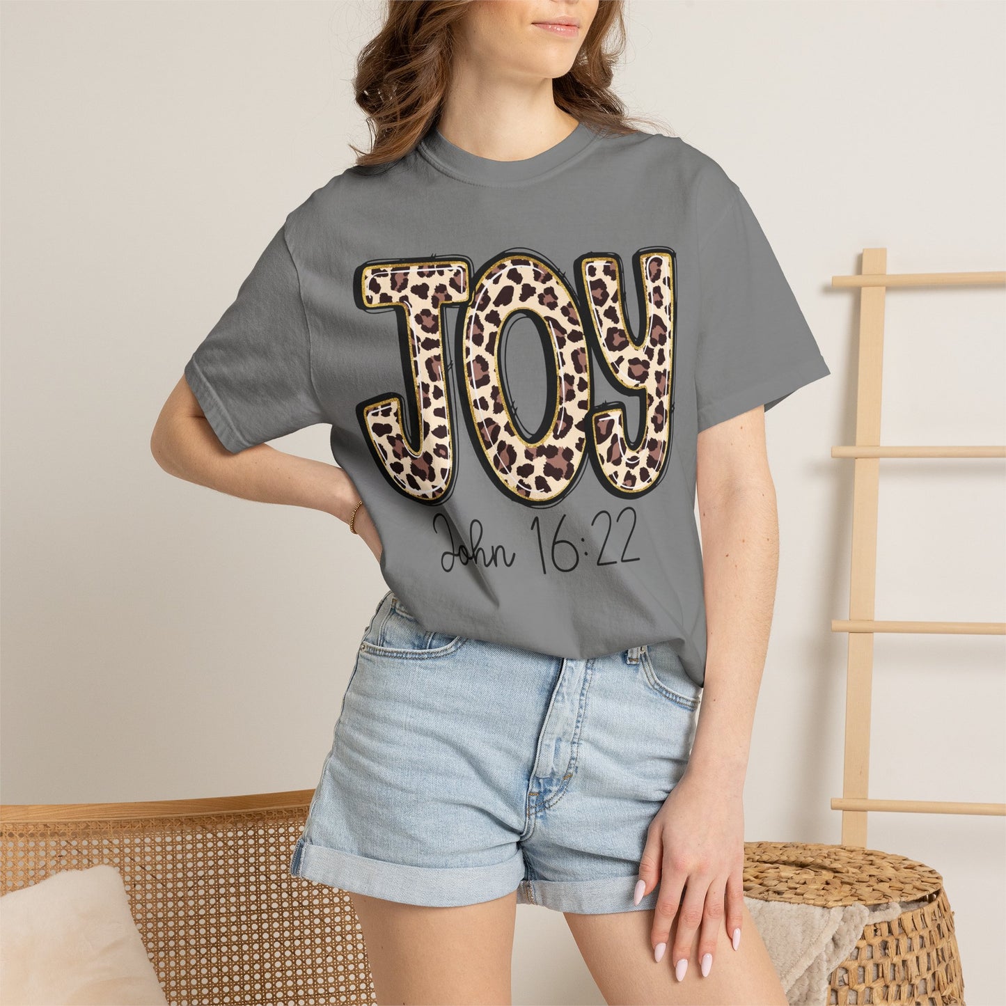 Joy Leopard Print - John 16:22 Christian Tee