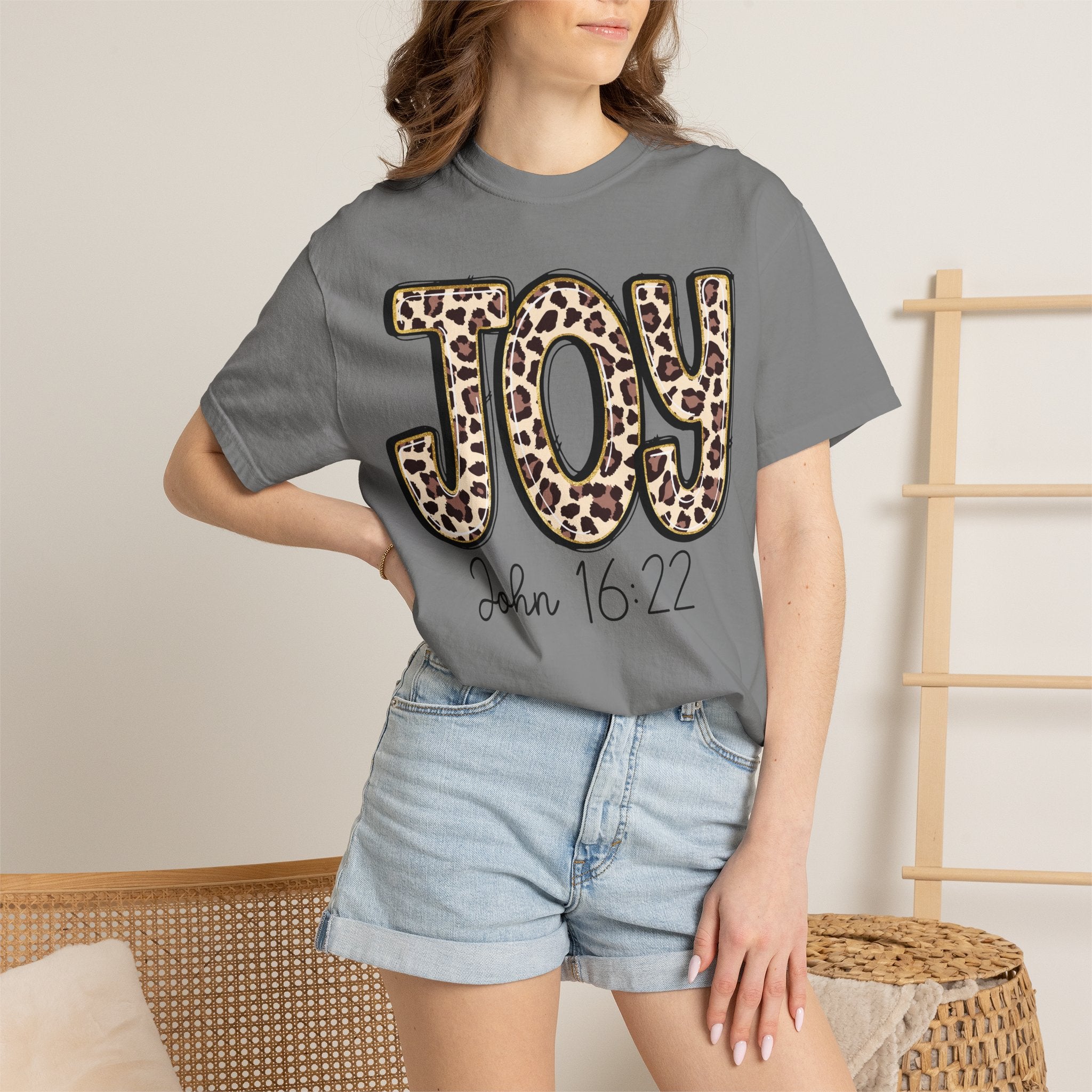 Joy Leopard Print - John 16:22 Christian Tee