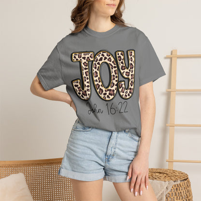 Joy Leopard Print - John 16:22 Christian Tee