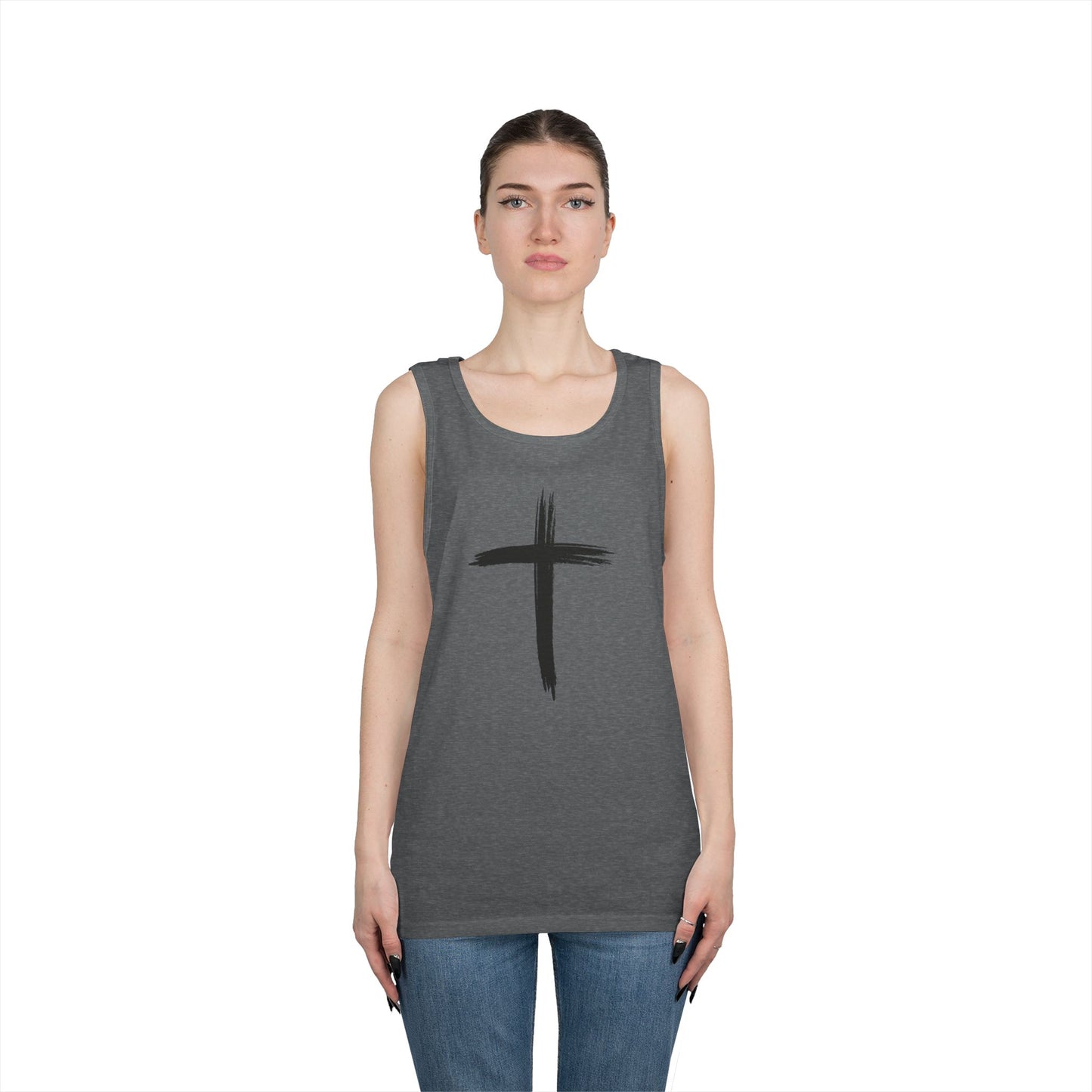 Faith Cross Tank Top with “There Was Jesus” Back Text