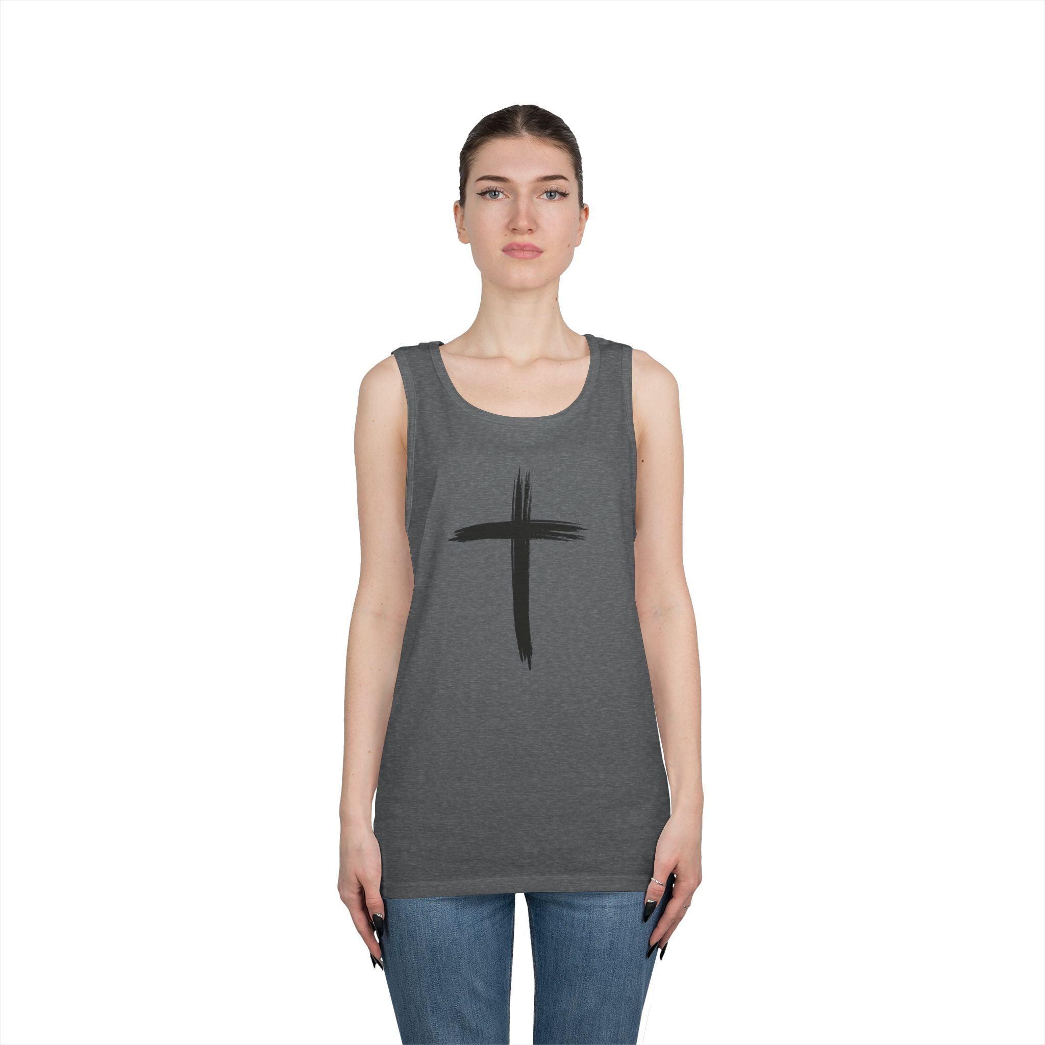 Faith Cross Tank Top with “There Was Jesus” Back Text
