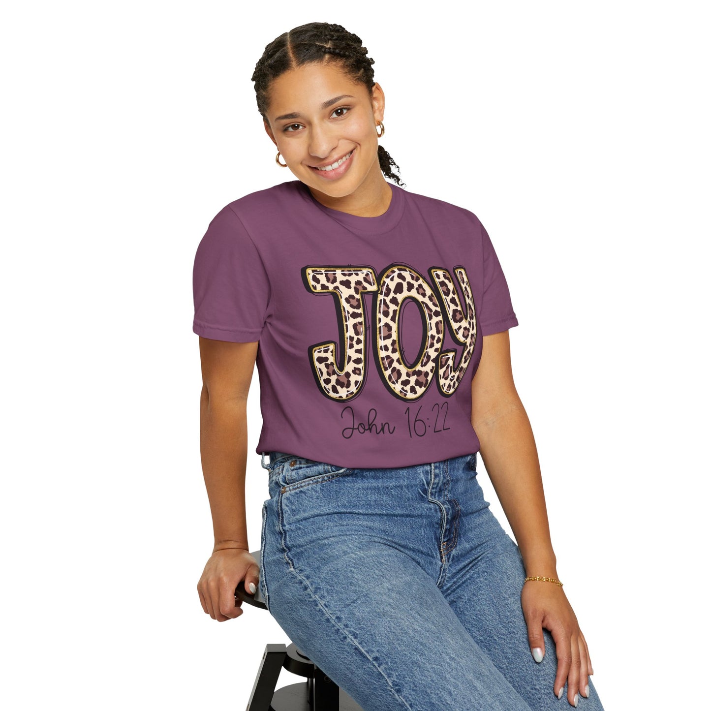 Joy Leopard Print - John 16:22 Christian Tee