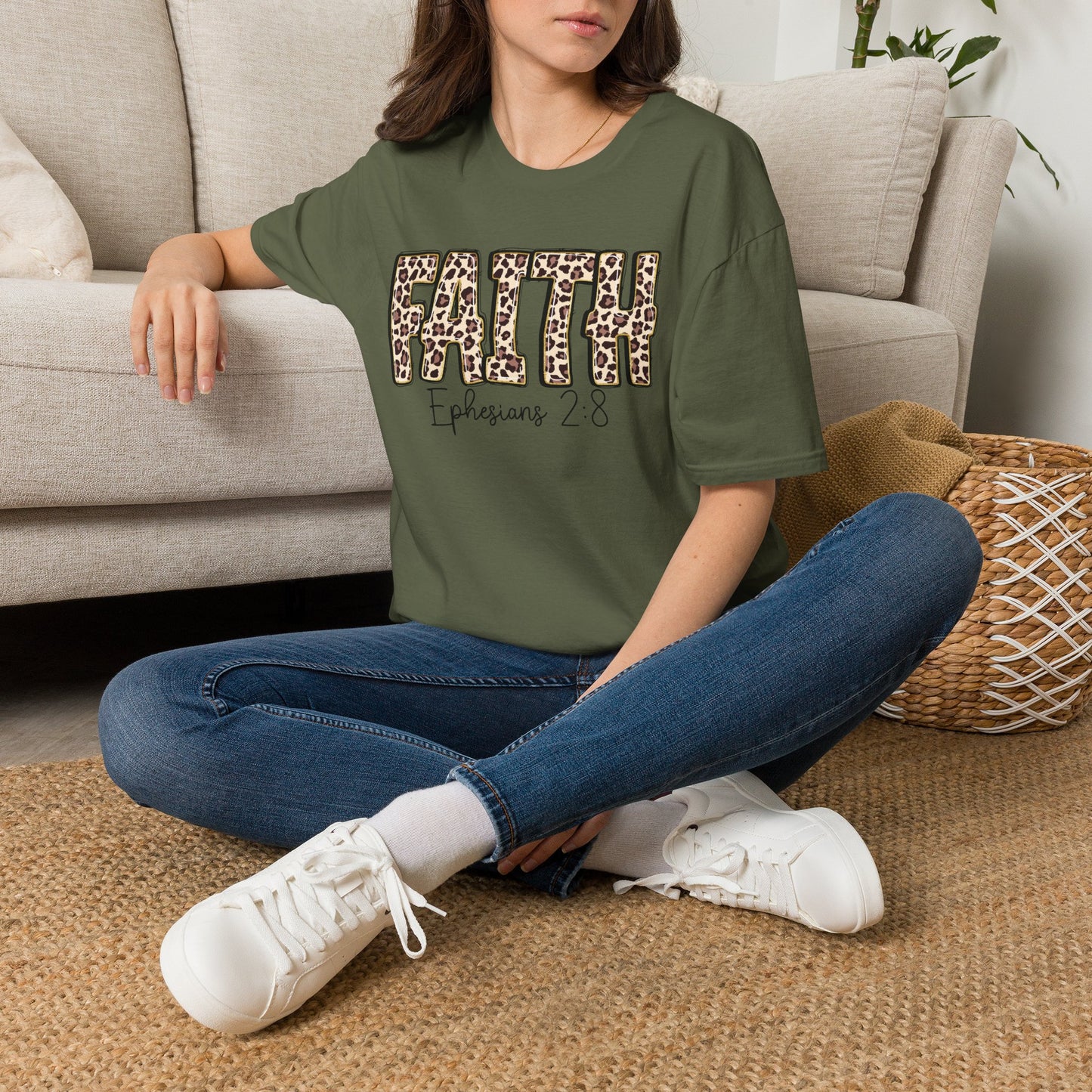 Faith Leopard Scripture "Ephesians 2:8" Christian shirt