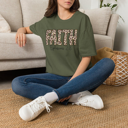 Faith Leopard Scripture "Ephesians 2:8" Christian shirt