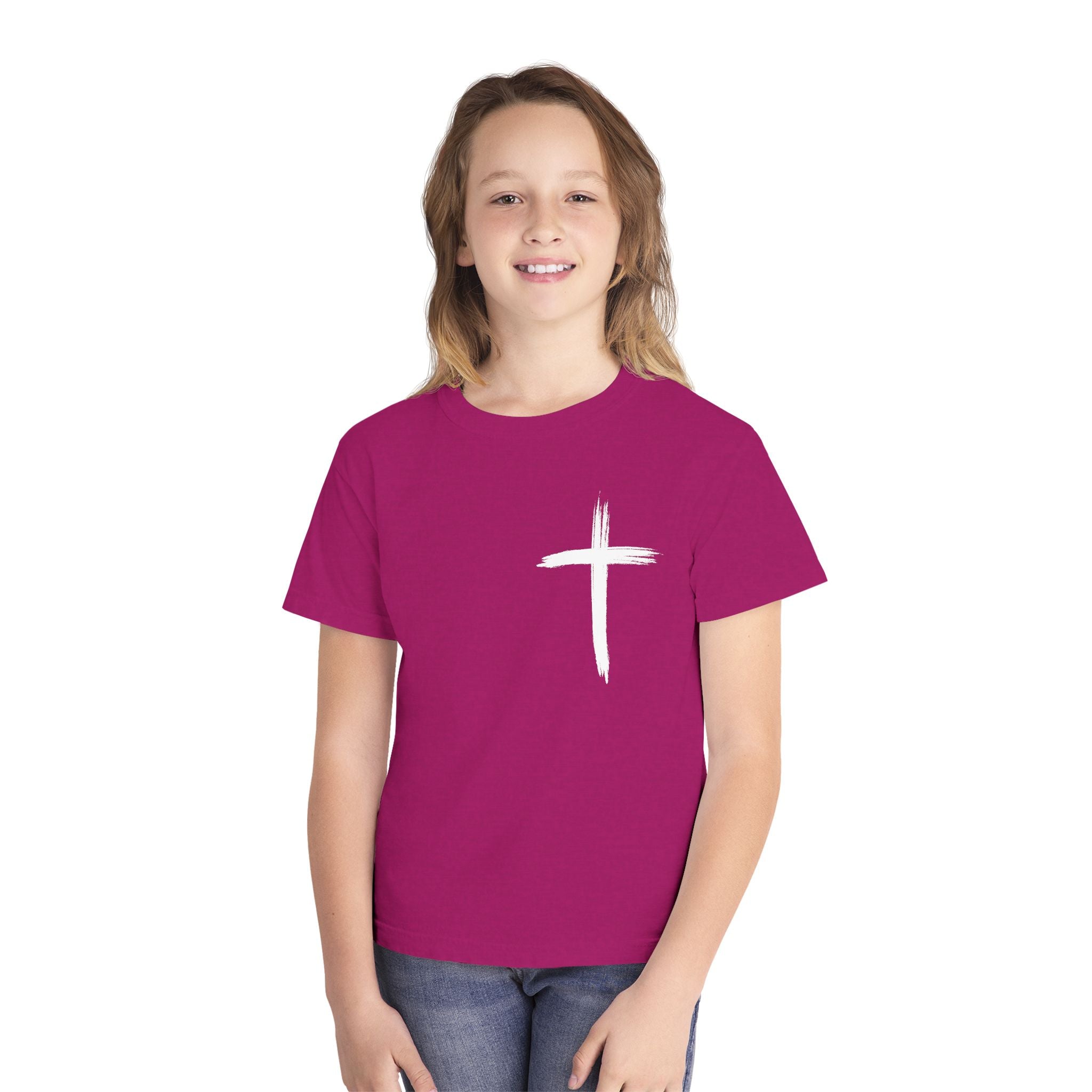 Simple White Brushstroke Cross Youth