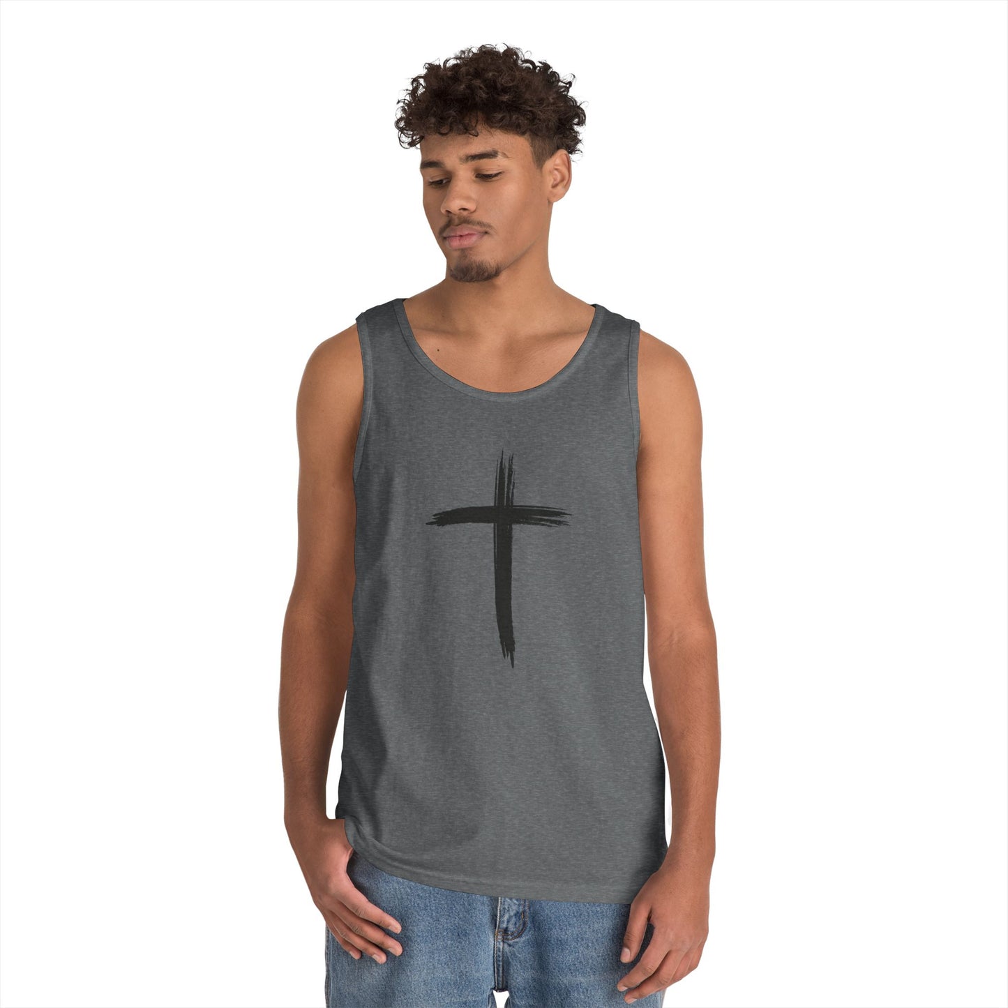 Faith Cross Tank Top with “There Was Jesus” Back Text
