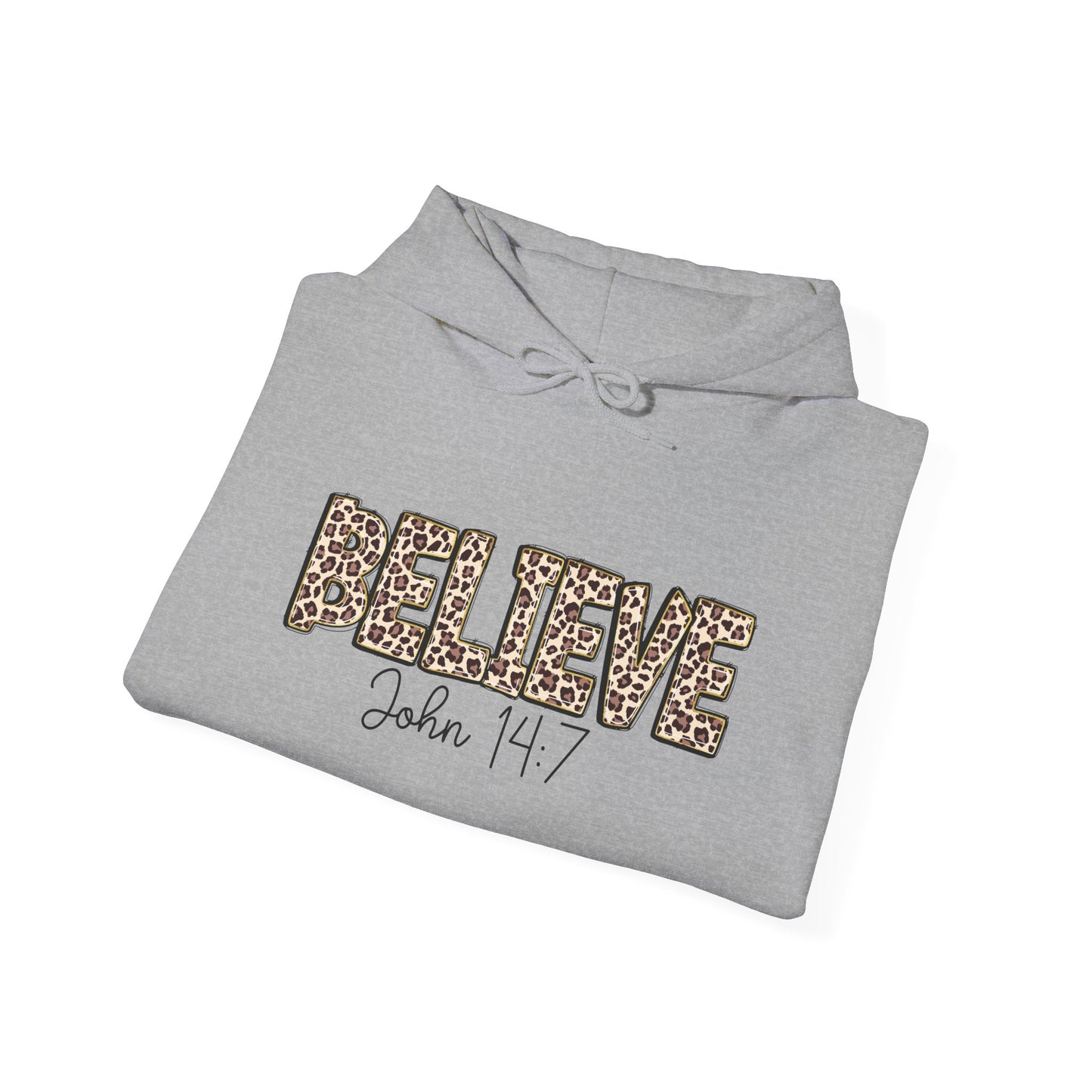 Believe Leopard Print Hoodie — John 14:7 Christian Faith Pullover