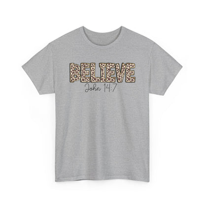 Believe John 14:7 Leopard Print Tee