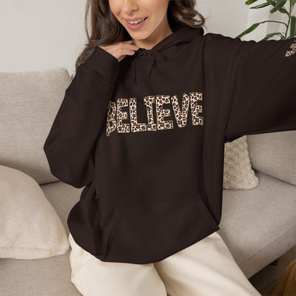 Believe Leopard Print Hoodie — John 14:7 Christian Faith Pullover