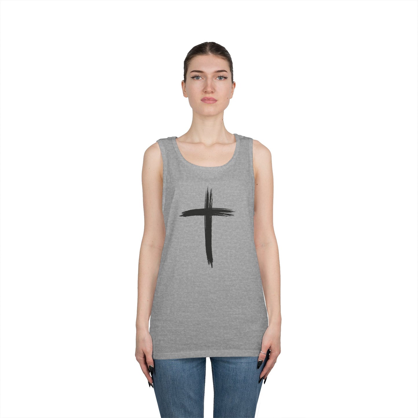 Faith Cross Tank Top with “There Was Jesus” Back Text