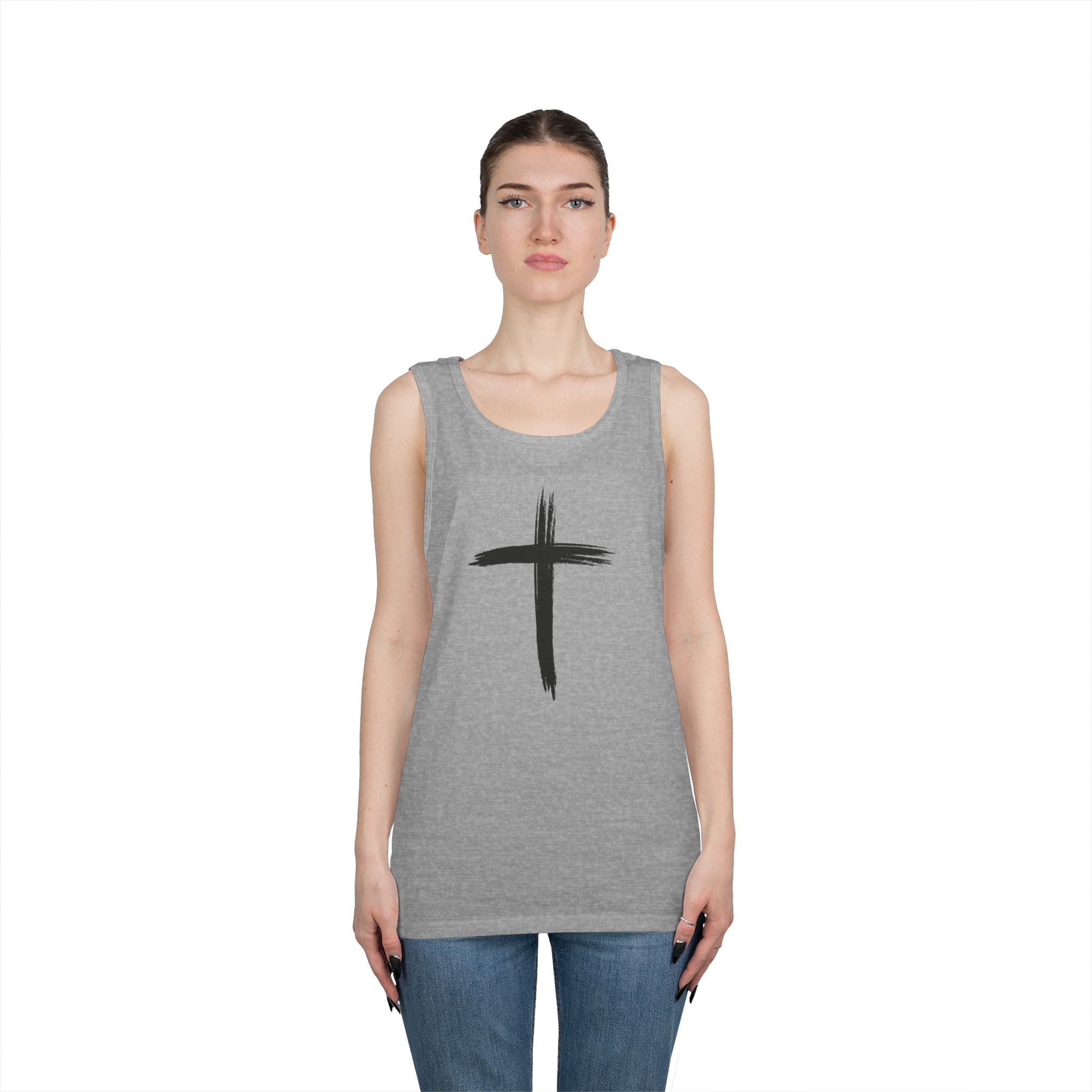 Faith Cross Tank Top with “There Was Jesus” Back Text