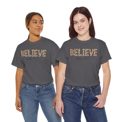 Believe John 14:7 Leopard Print Tee