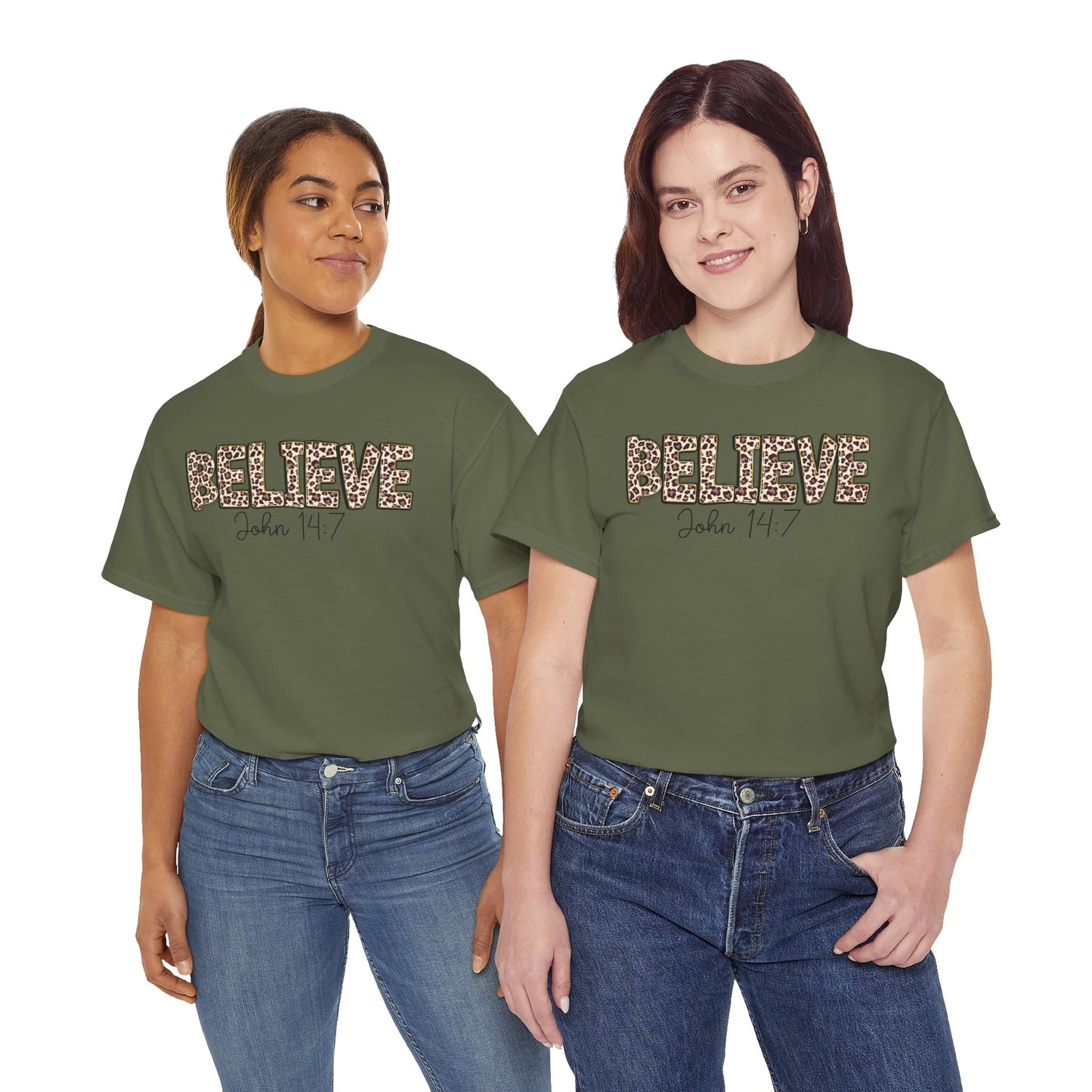 Believe John 14:7 Leopard Print Tee