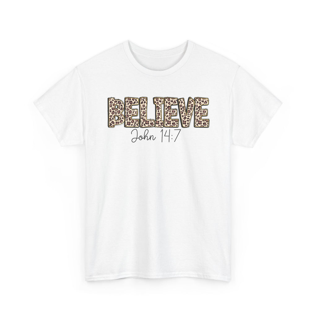 Believe John 14:7 Leopard Print Tee