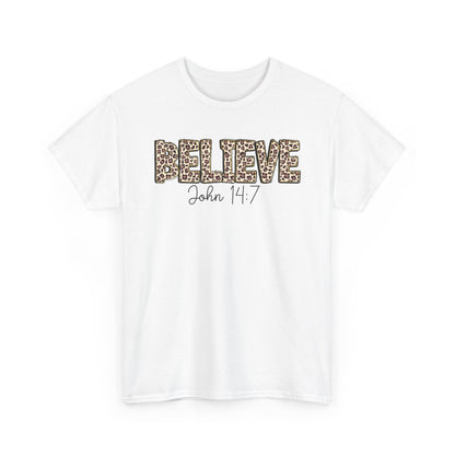Believe John 14:7 Leopard Print Tee