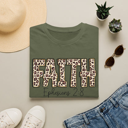 Faith Leopard Scripture "Ephesians 2:8" Christian shirt