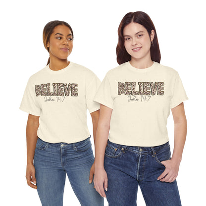 Believe John 14:7 Leopard Print Tee