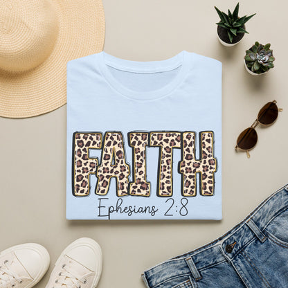 Faith Leopard Scripture "Ephesians 2:8" Christian shirt