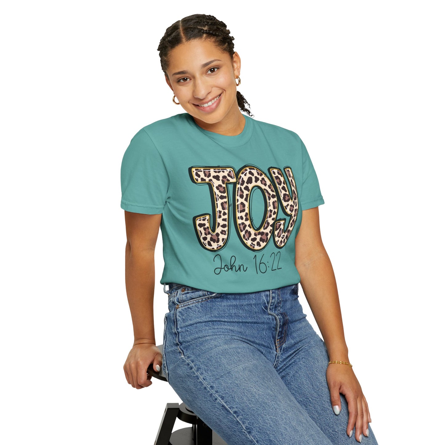 Joy Leopard Print - John 16:22 Christian Tee