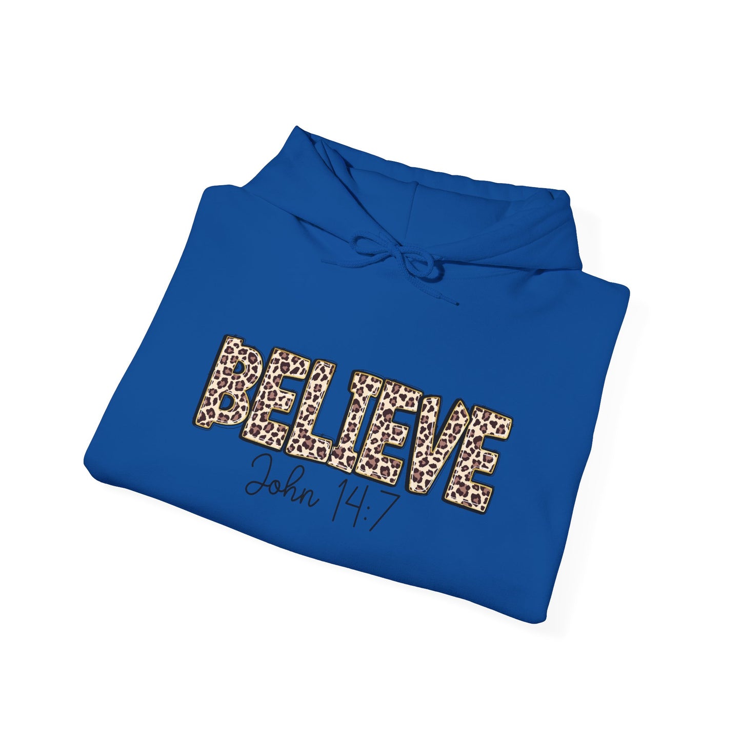 Believe Leopard Print Hoodie — John 14:7 Christian Faith Pullover