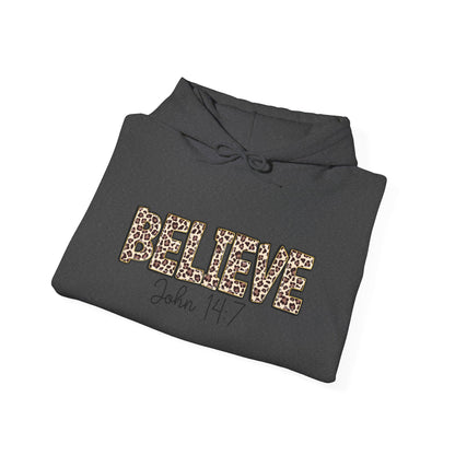 Believe Leopard Print Hoodie — John 14:7 Christian Faith Pullover